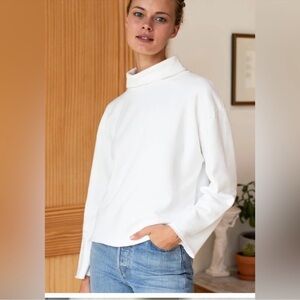 Emerson Fry Raw Edge Turtleneck asymmetrical hem sweatshirt L